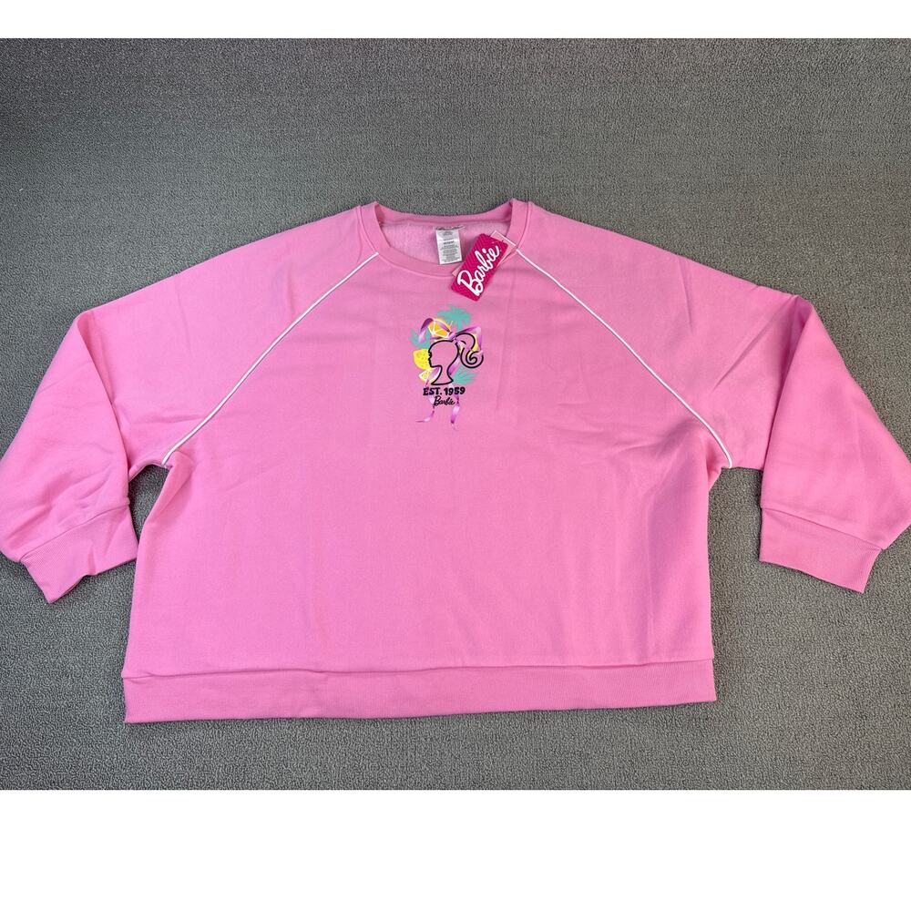 NWT Barbie Sweatshirt Crewneck Cropped Pink Tropical‎ Size 3X